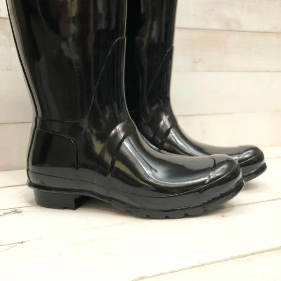 Hunter Original Tall Gloss Rain Boots • Women's Sz 9 • Black Gloss • NIB - Picture 3 of 12